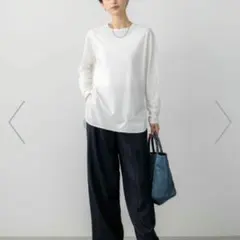 【23区】Mサイズ コットンベアジャージー ロング Tシャツ ホワイト