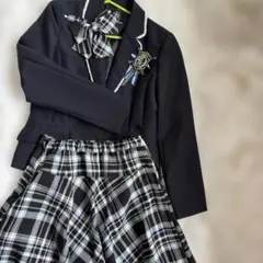 ネイビー スーツ チェック柄スカート セット