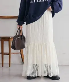 Discoat レース切替ギャザースカート