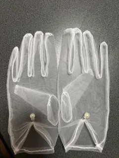 透明 メッシュ フィンガーレス ウェディンググローブ