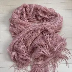 ピンクのレースストール フリンジ付き