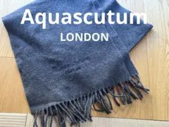 Aquascutum ウール100% ブルー マフラー