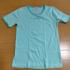 NAIGAI 水色と白のストライプ 半袖Tシャツのサムネイル