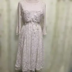 axes femme好きな方必見！キャミワンピ重ね着風七分袖ワンピース