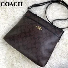 美品ꕥコーチ ショルダーバッグ サコッシュ ロゴ PVC レザー シグネチャー