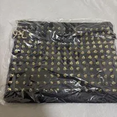 スタッズ黒ナイロンクラッチバッグ