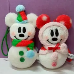 ミッキー　ミニー 雪だるま ぬいぐるみ