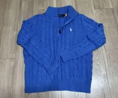 新品 ラルフローレン　ハーフジップ　ケーブルニット　ブルー　M ブルー