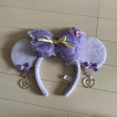 紫色リボン付き耳型カチューシャ