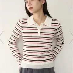 snidel Sustainableレイヤードポロニットプルオーバー