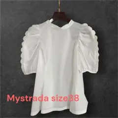 【新品未使用】Mystrada スカラップ パフスリーブ ブラウス ホワイトのサムネイル