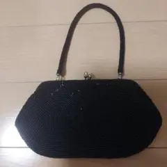 ビーズ装飾 ブラック ハンドバッグ