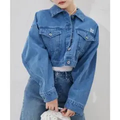 デニムブルー クロップドジャケット