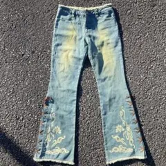 Mcbling Grunge ブーツカット デニム ローライズデニのサムネイル