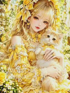 ゴスロリ風6/9　猫と少女のデジタルアート　2L判