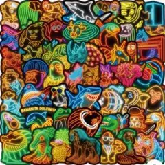 イタリアンブレインロット52枚入りネオンサイン風ステッカー　貼れる防水ステッカー