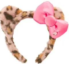 ヒョウ柄カチューシャ ピンクリボン