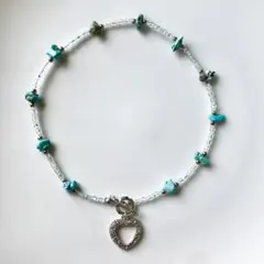 beads necklace＊turquoise×heart