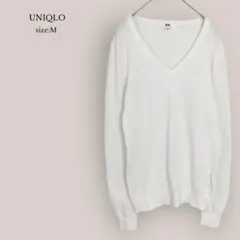【ユニクロ】UNIQLO コットンカシミヤVネックセーター　長袖　ホワイト