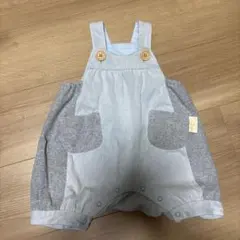 水色とグレーのオーバーオール 70cm