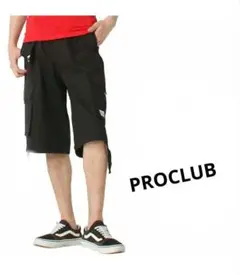 新品未使用 PROCLUB ブラック カーゴショートパンツ pro166B32