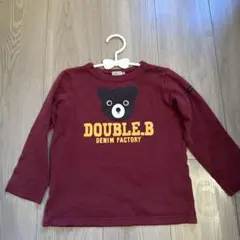 値下げ〜DOUBLE.B ダブルビー バーガンディ 深紅 クマプリント 110