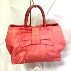 PRADA プラダ リボン ハンドバッグ ピンク サテン調 トートバッグ