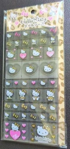 【正規品】サンリオ　ハローキティ　ヒョウ柄　黒　ブラック　タイルシール　ギャル