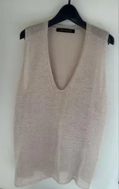 【美品】ミズイロインド　ベージュ Vネック ニットベスト
