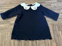 jacadi ネイビー ワンピース ハート刺繍付き