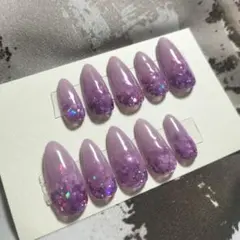 ネイルチップ/ラメ ホロ/パープル