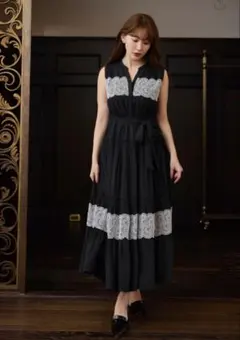 herlipto Scala Lace-Trimmed Dress Black