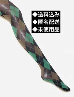 タイツ・ストッキング【格子チェック柄】グリーン　※管理No.L2750