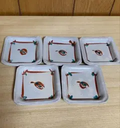 恵*美様 京都民芸　角小皿　5枚　露の陶印　露古寿窯