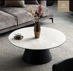 アルモニア　センターテーブル セラミック 円形 ブラックオーク リビングテーブル