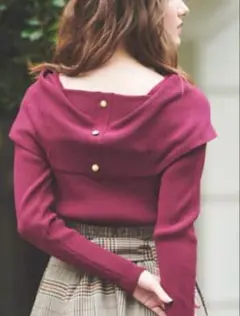 Noela ボルドー リブニット