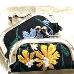 花柄刺繍ミニがま口　3個セット