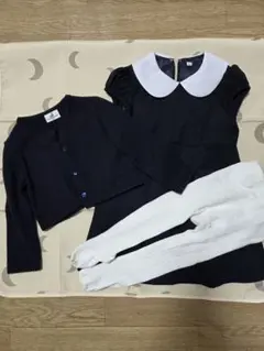 ネイビードレス カーディガン 白タイツ 100