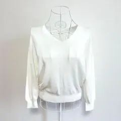 OPAQUE.CLIP tokyo 薄手 S ホワイト Vネック　長袖ニット　春