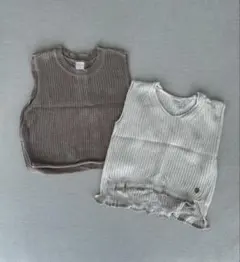 リブ編みノースリーブベスト2点セット 80.90サイズ