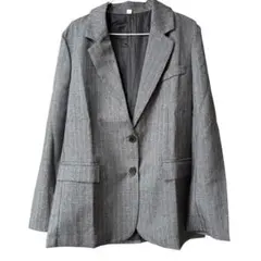 グレー ストライプ テーラードジャケット　 厚手　XL〜2ＸＬ　⚠︎確認