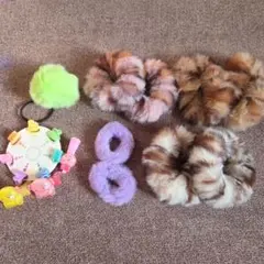 ファーシュシュ& カラフルヘアアクセサリーセット