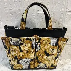 【ハンドメイド】♡ワンちゃん柄♡ポケット沢山お散歩バッグ