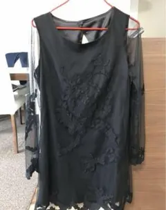 ROYAL PARTY 黒 ワンピース レース 38