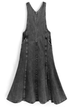 ダークグレー ワイドレッグ サロペット