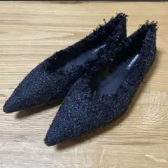 ツイード　ポインテッドシューズ　25cm