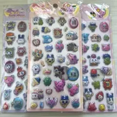 【3枚セット】たまごっち　ぷくぷくシール きゅん～ポップシール 3D ①