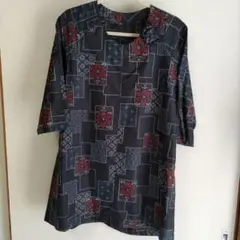 着物リメイク チュニック　花ブローチ付き