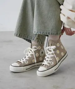 新品★コンバース　オールスター　デイジーフラワー　25cm　ベージュ