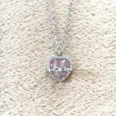 ハート型　ピンクストーン　シルバーネックレス　新品未使用